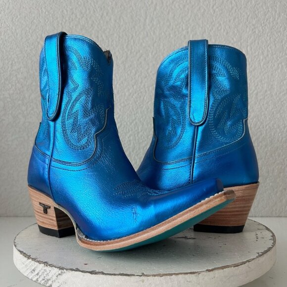 Lane SMOKESHOW Womens Cowboy Bootie 8.5 Blue Western Cowgirl Short Ankle Boots - Picture 1 of 11